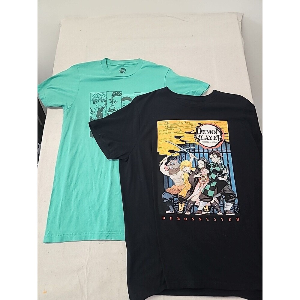 Lot Of 2 Anime Demon Slayer Size XL & Medium Black Green  Graphic T-Shirts